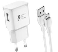 Newding Cargador Micro USB Rápido Compatible con Samsung Galaxy A10 S7 J7 J6 J5 J3 Xiaomi Redmi 9A 9C Note 7 Tablet Tab A Móvil Android, Adaptador de Corriente Enchufe Pared USB, Blanco