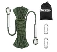 NewDoar 14KN - Cable de escalada estático de 8 mm (5/16 pulgadas), equipo de 33 pies (10 m), 20 m, 98 pies (30 m), 165 pies (50 m), cuerda de escape con 2 mosquetones para escalada en hielo, cuerda de