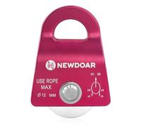 NewDoar Certificado CE, 20KN/4500lb, Micro polea única móvil, Cuerda máxima de 1/2'' para Escalada, Levantamiento de Rescate, Enganche-Rojo 1 Pieza