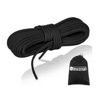 NewDoar Cuerda de accesorios de 10 mm CE 24 KN doble trenzado precortado para supervivencia al aire libre, montañismo, Prusik, arrastre de arrastre (negro 10 mm, 20 pies)