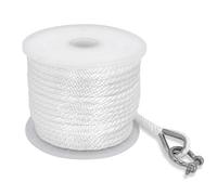 NewDoar Cuerda de anclaje para barco de 10 mm, 30 m/50 m, cuerda flotante de polipropileno, líneas de muelle marinas trenzadas con dedal y grillete de acero inoxidable, cuerda ligera resistente al