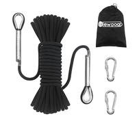 NewDoar - Cuerda de Escalada estática (8 mm, 10 m, 20 m, 30 m, 50 m, Cuerda de Escape con 2 mosquetones para Escalada en Hielo, Cuerda de Rescate contra Incendios, 10 m), Color Negro