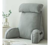 Newdvmmss Almohada de Lectura con acomodadores, cojín de Apoyo de la Espalda, Ideal para una utilización en Las Camas y los sofás, para Ver la televisión o Leer (Gris Claro)