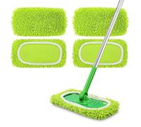 NEWE 4 Piezas Mopa de Microfibra Compatible con Swiffer Sweeper, Mop Fregona Recambio Húmedo y Seco, Almohadillas para Limpieza Lavables y Reutilizables (Manija no incluida)