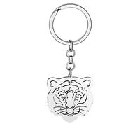 NEWEI 18k Acero Inoxidable Lindo Tigre Llavero Coche Anillo Leopardo Joyería Regalos Selva Accesorios Para Mujer Niña Encantos (Tigre Plateado A)