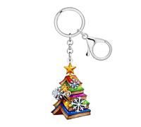 NEWEI Acrílico Lindo Árbol de Navidad Libro Llavero Charms Bookish Regalos para Amantes de los Libros Mujeres Niñas Llaves de Coche Accesorios de Navidad (Colorido)
