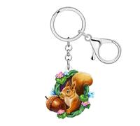 NEWEI Acrílico lindo ardilla piñas llavero llavero ardilla regalos para damas niñas coche monedero amante de los animales accesorios, verde, M