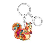 NEWEI Acrílico lindo ardilla piñas llavero llavero ardilla regalos para damas niñas coche monedero amante de los animales accesorios, naranja, M