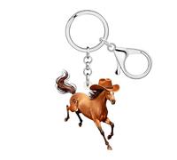 NEWEI Acrílico lindo caballo llavero regalos para los amantes de los caballos damas niñas vaquera animal llavero coche llave mochila accesorios, marrón, M