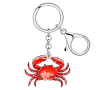 NEWEI Acrílico Lindo Cangrejo Llavero Anillo Animales Marinos para Mujeres Niñas Playa Vacaciones Regalos Llaves de Coche Mochila Cartera Accesorios