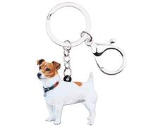 NEWEI Acrílico Lindo Jack Russell Terrier Perro Llavero Coche Anillos De Animales De Compañía De Joyería Para Las Mujer De Las Niña Bolso Del Coche Encantos (Blanco)