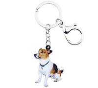 NEWEI Acrílico Lindo Jack Russell Terrier Perro Llavero Coche Anillos De Animales De Compañía De Joyería Para Las Mujer De Las Niña Bolso Del Coche Encantos (Marrón)