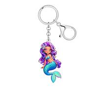 NEWEI Acrílico lindo mar sirena llavero playa regalos para damas niñas princesa colgante animal marino llavero bolso accesorios, morado, M