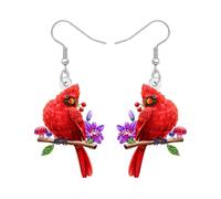 NEWEI Acrílico Lindo Pájaro Cardenal Rojo Pendientes Colgante Joyería Cardenal del Norte Regalos para Mujeres Niñas Animal Amantes de los Pájaros Accesorios (Rojo)