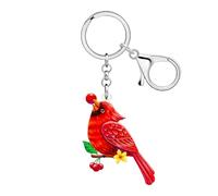 NEWEI Acrílico lindo rojo cardenal llavero coche llave billetera mochila llavero accesorios pájaro regalos para damas niñas amantes de las aves encantos, Rosa, M