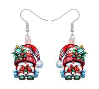 NEWEI Acrílico lindo vacaciones Navidad enanos pendientes colgantes regalos para mujer niña mamá divertido Navidad gnomo pendientes Papá Noel invierno joyas regalos para mujeres accesorios de Navidad