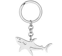 NEWEI Bonito llavero de medusa, delfín y ballena, anillos para decoración para mujeres y niñas, amantes de los animales del océano, Tiburón chapado en plata, W2L2