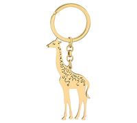 NEWEI Bonito regalo de jirafa para mujeres y niñas, llavero de jirafa de acero inoxidable, llavero de ciervo, monedero, llaves de coche, accesorios, Dorado Plateado, W2L2