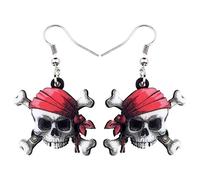 NEWEI Cute Halloween Pirata Calavera Pendientes Colgante Charms Moda Joyería Para Mujer Niña Regalo (Multicolor)