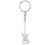 NEWEI Cute Música Bajo Guitarra Llavero Coche Piano Joyería Guitarra Eléctrica Accesorios Para Señoras Hombres Profesor De Música Mochila Charms (Guitarra Baja Bañada En Plata)