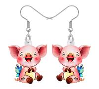 NEWEI Diadema de acrílico para el día de San Valentín, aretes de cerdito colgantes de gota linda joyería para mascotas para mujer, Acrílico, No es una piedra preciosa