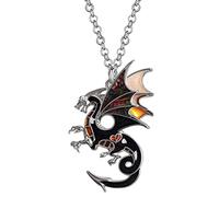 NEWEI Esmalte Dragón Collar Colgante De 20 Pulgadas De Cadena Para Las Mujer Niña Dragón Joyería Regalos Encantos (Marrón)