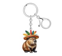 NEWEI Lindo llavero acrílico de Capibara, regalos de vacaciones para mujeres y niñas, amantes de los animales, regalos de Capibara, accesorios para llaves de coche, Colorido, M