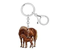 NEWEI Lindo llavero de acrílico con diseño de caballo, regalo para amantes de los caballos, mujeres y niñas, llaveros de animales de vaquera, llaves de coche, accesorios de mochila, Marrón oscuro, M