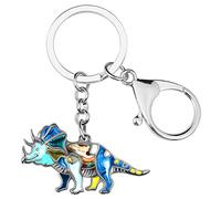 NEWEI Lindo llavero de dinosaurio Triceratops para mujeres y niñas y niños, Azul / Patchwork, M