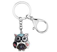 NEWEI Lindo llavero esmaltado con diseño de búho para mujeres y niñas, Negro -, M