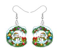 NEWEI Lindo Maestro de Navidad Letra Inicial Pendientes Dangle Vacaciones Regalos para Mujeres Niñas, Acrílico de Invierno Xmas Letra Joyería Apreciación Regalos de Cumpleaños Accesorios (C)