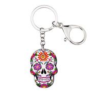 NEWEI Llavero acrílico de Halloween con calavera zombi, llavero de muñeca vudú, joyería para mujeres y niñas, accesorios de coche, Calavera de azúcar H, M