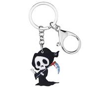 NEWEI Llavero acrílico de Halloween con calavera zombi, llavero de muñeca vudú, joyería para mujeres y niñas, accesorios de coche, Parca de Halloween, M