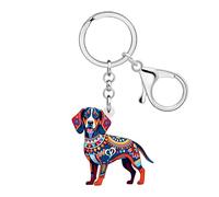 NEWEI Llavero acrílico en estilo boho con bonito puntero alemán de pelo corto para perros y madres, regalo para mujeres, perros, amantes de cachorros, accesorios para propietarios de mascotas, rojo, M