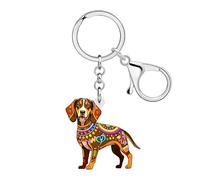 NEWEI Llavero acrílico en estilo boho con bonito puntero alemán de pelo corto para perros y madres, regalo para mujeres, perros, amantes de cachorros, accesorios para propietarios de mascotas, marrón