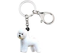 NEWEI Llavero acrílico para perros para mujeres y niñas, lindo llavero de perro para regalos (Perro Bichón Frise)