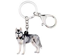 NEWEI Llavero acrílico para perros para mujeres y niñas, lindo llavero de perro para regalos (Perro Husky Siberiano)