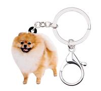 NEWEI Llavero acrílico para perros para mujeres y niñas, lindo llavero de perro para regalos (Perro Pomerania)
