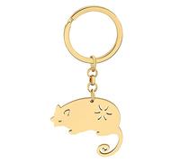 NEWEI Llavero de Acero Inoxidable de la Rata Lindo Accesorio Para Carteras Bolsos de Mujer Niñas (Oro)