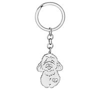 NEWEI Llavero De Acero Inoxidable De Perro Lindo Llavero Del Perro Del Animal Doméstico Para Las Mujeres Muchachas Llaves Del Coche Del Bolso Charms (Caniche plateado B)