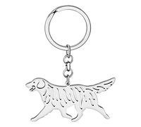 NEWEI Llavero De Acero Inoxidable De Perro Lindo Llavero Del Perro Del Animal Doméstico Para Las Mujeres Muchachas Llaves Del Coche Del Bolso Charms (Golden Retriever bañado en oro)