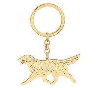 NEWEI Llavero De Acero Inoxidable De Perro Lindo Llavero Del Perro Del Animal Doméstico Para Las Mujeres Muchachas Llaves Del Coche Del Bolso Charms (Papillon bañado en oro)