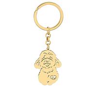 NEWEI Llavero De Acero Inoxidable De Perro Lindo Llavero Del Perro Del Animal Doméstico Para Las Mujeres Muchachas Llaves Del Coche Del Bolso Charms (Caniche bañado en oro B)