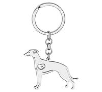 NEWEI Llavero De Acero Inoxidable De Perro Lindo Llavero Del Perro Del Animal Doméstico Para Las Mujeres Muchachas Llaves Del Coche Del Bolso Charms (Whippet bañado en oro)