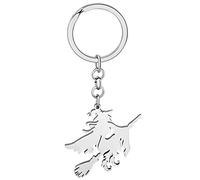 NEWEI Llavero de acero inoxidable para Halloween, chapado en oro, llavero de festival para mujeres y niñas, Bruja voladora chapada en plata #1, W2L2