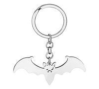 NEWEI Llavero de acero inoxidable para Halloween, chapado en oro, para mujeres y niñas, dije de bolso (plata murciélago), plateado