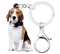 NEWEI Llavero de acrílico Sewwt Beagles perro llavero anillos joyería animal para mujeres niñas bolso de coche encantos, Coffee