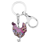 NEWEI Llavero de aleación esmaltada con gallina para mujeres y niñas, bonito regalo de pollo (violeta), rosso