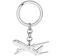 NEWEI Llavero de avión, helicóptero, piloto, anillos de hélice, dijes para mujeres y niñas, viajeros, asistentes de vuelo, esenciales, Avión chapado en plata, W2L2