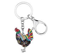 NEWEI Llavero de gallina de aleación de esmalte para mujeres y niñas lindo regalo de pollo, Multicolor, M